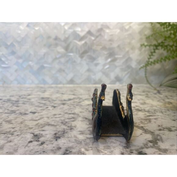 Unique Peacock Enamel and Stone Business Card Holder - Picture 2 of 8